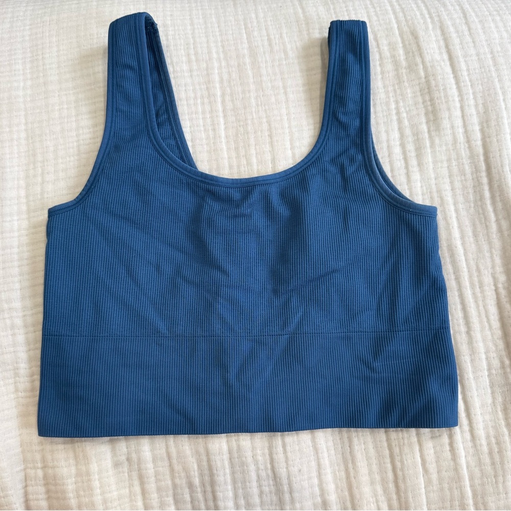 Athleta Blue Sports Bra with Racerback and Elastic Band